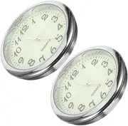 2pcs Car Controlled Clock Clocks Auto Mini Clock Small Digital Clock Stick Clock Shaped Car Pendant Car Dashboard Clock Auto Stick on Clock Small Clock Silver Metal