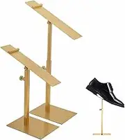 VIDAYA Gold Shoe Display Stand, Stainless Steel Shoe Display Risers Stand Countertop Adjustable Retail Supplies, Shoe Rack Set of 2