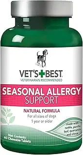 Vet’s Best Seasonal Allergy Relief | Dog Allergy Supplement | Relief from Dry or Itchy Skin | 60 Chewable Tablets