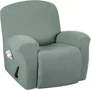 1-Piece Furniture Cover Ultra Stretch Jacquard Slipcover Sofa Covers Furniture Protector with Elastic Bottom, Anti-Slip Foams Attached Couch Shield Recliner Sofa Cover (Recliner, Sage)