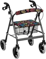 Uorisanigo Rollator Walker With Seat Cover - Colorful Heart Design for Seniors - Washable Fabric Universal Accessories for Ladies - Dust Cover
