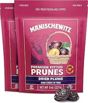 Manischewitz Premium Unsweetened California Pitted Prunes, 8oz (2 Pack = 1 Pound ) | Resealable Bags | Gluten Free | No Sugar Added | Good Source of Fiber | Product of the USA | Kosher | Made from