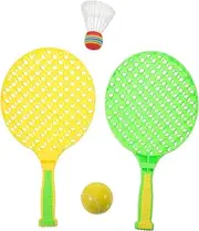 Totority 1Set Tennis Racket with Soft Training Balls Badminton Portable Parent Sports for Outdoor Indoor Play for Developing Motor Skills Coordination