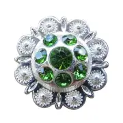 36HS Set Of 32 Western Screw Back Concho Green Berry Crystals Cowgirl 1 In