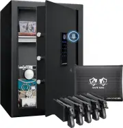 2.63 Cubic Feet Fingerprint Safe with Big Fireproof Waterproof Safe Bag,Smart Bi