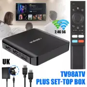 TV98 PLUS Android 14.0 Smart TV Box Quad Core 4K UHD WiFi 5G BT5.0 Media Player
