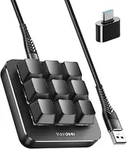 Vaydeer One-Handed Mechanical Keyboard Support NKRO, Hotkeys, One-Click Start,9 Fully Programmable Keys with Floating Window and Macro Multifunctional Keypad for iOS,Windows, Gift Idea for Him/Her