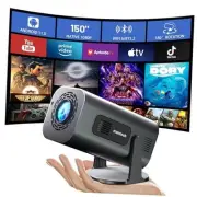 Mini Projector with WiFi and Bluetooth, 180°Adjustable Stand Smart Iron Grey