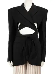 Black Belted Open Back Blazer