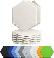 Amantech 12 Pack Acoustic Panels Self Adhesive Sound Proof Foam, High Density Sound Acoustic Foam Panel, 12X10.23X0.4 Inch Hexagon Wall Panels in Home,Office,Reccording Room,Studio(Beige)