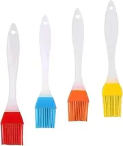 4Pcs Bright Colour Pastry Brushes Silicone, Heat Resistant Silicone Pastry Brush for Baking, Cooking, BBQ, Basting, Grilling, Non-Stick Basting Brush Set in Yellow, Blue, Orange, Red