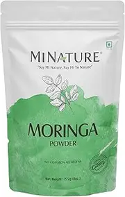 Mi Nature Premium Moringa Leaf Powder 227 Gram (08 Oz) | 100% Pure& Organic Superfood from Indian Drumstick Tree|Nutrient Rich Supplement for Smoothies, Energy & Wellness Support| Vegan & Preservative free