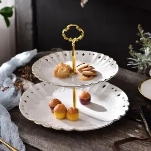 歐式三層雙層水果盤陶瓷家用創意英式客廳蛋糕點心盤下午茶點心架