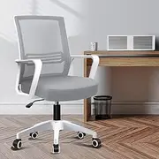 [ALFORDSON] Mesh Office Chair Executive Computer Ergonomic Chair, Swivel Desk Chair Gaming Chair, Fina White Grey