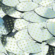 Navette Leaf Sequin 1.5" Yellow Polka Dot on Silver Metallic
