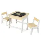 HONEY JOY Kid Table & 2 Chairs Set Activity Desk Whiteboard Blackboard w/Storage