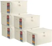 6 Pack Large Canvas Comforter Storage Bags - Dual Zipper, 3 Handles - Blanket Closet Organizer