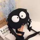 Fashion Big Eyes Canvas Girls Shoulder Bag Cute Black Briquettes Messenger Bag