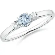 Classic Aquamarine and Diamond Three Stone Engagement Ring