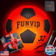 Funvip Light Up LED Soccer Ball, Rechargeable Glow in The Dark Soccer Ball wi