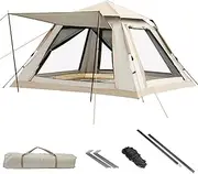 [EqiEch] Camping Tent, for 2-5 Person Four Sided Tent, Fully Automatic Easy Setup, Foldable Waterproof, with Carry Bag & Roomy Interior for Outdoor Camping, Beach
