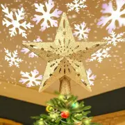 Christmas Tree Topper Lighted,3D Glittered Gold Star Tree Topper,Christmas Star