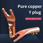 4pcs Pure Copper / Rhodium Plated Y Spade Terminal HIFI Speaker Cable Connector
