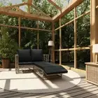 2 Pcs Outdoor Lounge Set with Cushions Furniture Waterproof Rattan Lounger Sofa