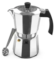 (6 cup) Transparent Top Lid, High Gloss Finish, with Espresso Maker Silver