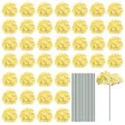 Silk Artificial Hydrangea Flowers, Yellow Flowers Heads with Stems 30 Set