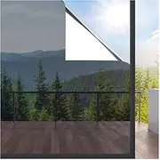 rabbitgoo One Way Window Film, Mirror Effect Tint Glass Covering for Home Office, Daytime Privacy Protecting Reflective Heat Control UV Blocking Door Sticker for House, 44.5 x 200CM, Silver