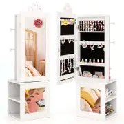 Costway 3-in-1 Jewelry Cabinet Armoire w/Full Length Mirror White