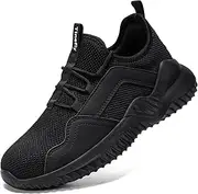 [Tinefiy] Steel Toe Shoes for Women Lightweight Comfortable Composite Toe Shoes Slip Resistant Safety Work Sneakers Cushion Puncture Proof Shoes Indestructible Shoe