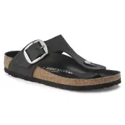 BIRKENSTOCK Gizeh Big Buckle Oiled Leather Sandals Black New