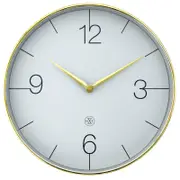 NeXtime Finesse Silent Wall Clock Grey 30.5x30.5x4.3cm Gold Chrome Case