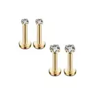16G Clear Diamond CZ Mix-Color Lip Rings Labret Monroe Nose Tragus Helix Ear ...