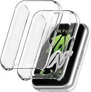 [2 Pack] Haotop TPU Screen Protector Cover Case Compatible with Samsung Galaxy Fit 3 Smartwatch (Clear+Clear)