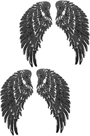 KAILIKETIY 2Pairs Sequin Angel Wing Patches Iron Style Applique for DIY Clothing Repair Decoration Glitter Wings for Shirts Skirts Tailoring Projects Craft Supplies