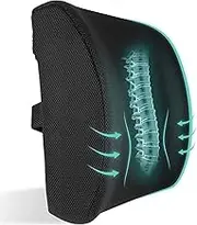 Lumbar Support Cushion Memory Foam & Breathable Fabric for Back Pain Relief Ideal Back Support Pillow for Computer Desk, Car Seat, Gaming Chair, Wheelchair, Couch, Recliner