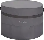 PATIOASIS Grey Round Firepit Table Cover 32''Dia Waterproof Outoor Patio Gas Fire Bowl Cover 600D All Weather Resistant Fire Pit Covers Round