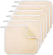 6 Pack Exfoliang Face and Body Wash Bath Scrub Soft Weave Bath Towel Massage Cloth for Women and Man, Two Sides