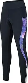 [SPOEAR] Women's Cycling Pants Padded Compression Bike Cycling Tights Long Bicycle Pants Wide Waistband with Pockets