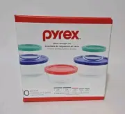 Pyrex Glass Storage Set Containers w/ Plastic Lids 10 Piece Set