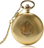 [BADALO] Golden Automatic Mechanical Pocket Watch Fob for Nurse Luxury Fashion Trendy Stylish Shield Pendant Men Women Christmas Gift