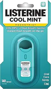Listerine Pocketmist Oral Care Spray Cool Mint 7.7mL | Kills 99% of germs that cause bad breath|Mint breath mist leaves your mouth feeling refreshed and clean|Pocket-sized for fresh breath on-the-go