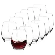 15oz Stemless Wine Glasses Set of 12, Durable Glassware, Dishwasher Safe for