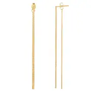 14K Yellow Gold Diamond Cut Multi Stranded Chain Front And Back Style Drop Earrings