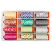Aurifil Thread 12 LARGE SPOOLS COTTON 50WT 1422 Yds Each (TP50TP12) Mixed Colors