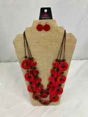 Catalina Coastline Red Necklace & Earring Set Paparazzi