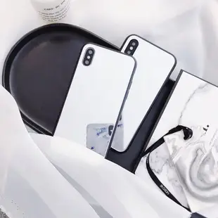 【潮殼】iPhone XS MAX i8 i7 i6 i6s Plus手機殼 韓風簡約個性創意鏡子款 全包黑邊玻璃保護殼